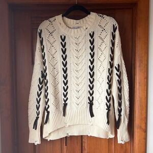 Dex Cream Sweater with Black Detailing